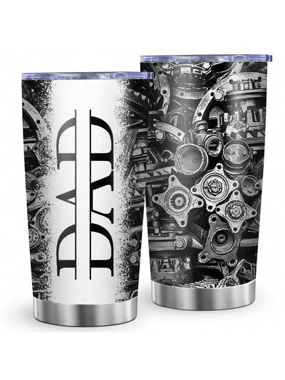 Dad's Favorite Cup: Stainless Steel Tumbler with Tool Print and Straw