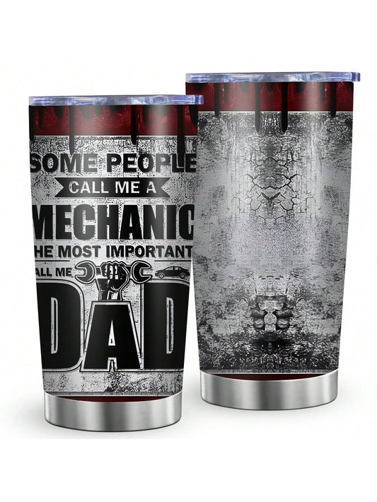 Dad's Favorite Cup: Stainless Steel Tumbler with Tool Print and Straw