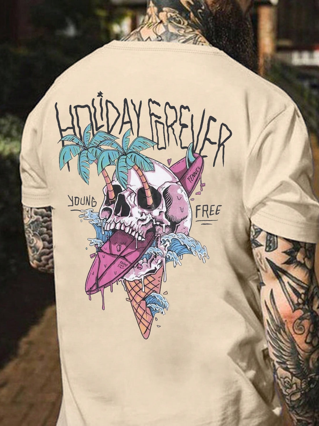 This Slogan Skull Print Tee is a must-have for any man's summer wardrobe. Made from high-quality materials, this casual short sleeve shirt is both comfortable and stylish. The unique slogan and skull print adds a touch of edginess, making it a perfect choice for any casual outing.