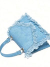 Chic Denim Effect Tie Dye Crossbody Bag with Fringe Detail and Metal Chain Strap