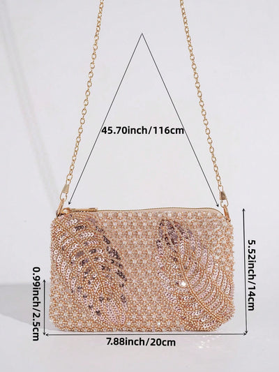 Sparkle and Shine: Glitter Leaf Shaped Clutch Bag for Parties and Formal Occasions