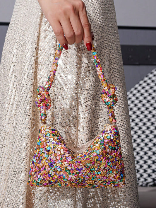 Sparkling Gemstone Glam: Glitter Handbag Clutch for Women