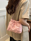 Chic Solid Color Bowknot PU Leather Shoulder Bag: Fashionable Tote for Women and Girls