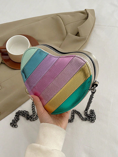 Rainbow Striped Heart Crossbody Bag: A Mini Must-have for Kids!