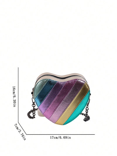 Rainbow Striped Heart Crossbody Bag: A Mini Must-have for Kids!