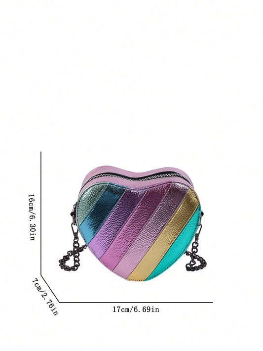 Rainbow Striped Heart Crossbody Bag: A Mini Must-have for Kids!