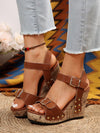 Stylish Plus Size Summer Wedge Sandals with Rivet Detail