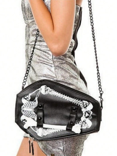 Gothic Chic: Skeleton Bat Shaped Shoulder Bag for Halloween and Beyond