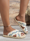 Multicolor Rainbow Flat Summer Sandals: Stylish Mule Style with Weaved Bottom for Comfort and Easy Slip-On Wrap Toe