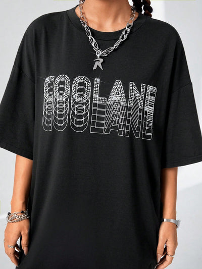 Rhinestone Fun: Coolane Summer Casual Alphabet Pattern T-Shirt