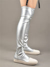 Shiny Silver Thigh High Boots: Elevate Your Casual Look with Style