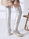 Shiny Silver Thigh High Boots: Elevate Your Casual Look with Style