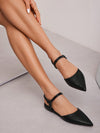 Elegant Basics: Ankle Strap Pointed Toe Flat Shoes for Business Chic Women