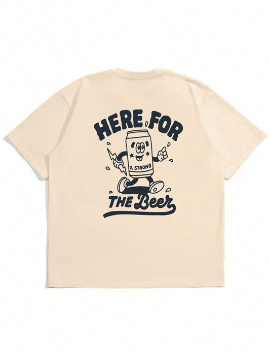 Summer Fun: Men's Cartoon Printed Short Sleeve T-Shirt With Slogan