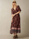 Sunset Serenade: BohoFeels Vacation V-Neck Dress