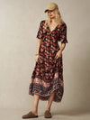 Sunset Serenade: BohoFeels Vacation V-Neck Dress