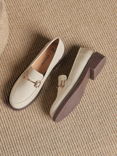 Stylish Round Toe White and Brown Flat Loafers: The Perfect Blend of Fashion and Function