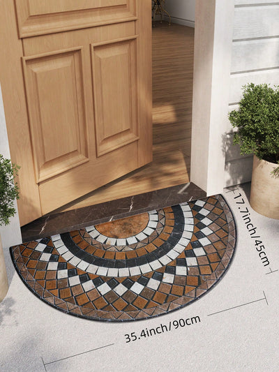 Chic Geometric Chenille Door Mat - Nordic Style, Anti-Skid, Easy Clean for Indoor & Outdoor Use