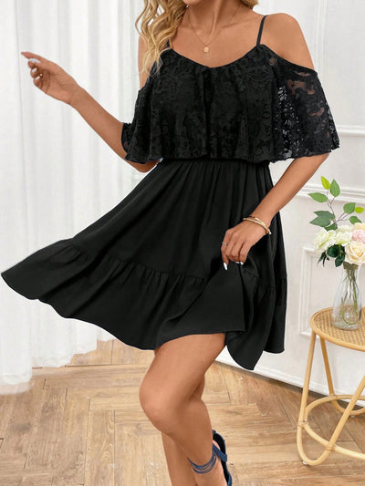 Romantic Flower Printed Off-The-Shoulder Ruffle Strap Summer Dress