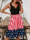 Independence Day Chic: Clasi Patchwork Flag Print Ruffle Pleated Women's Dress