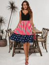 Independence Day Chic: Clasi Patchwork Flag Print Ruffle Pleated Women's Dress