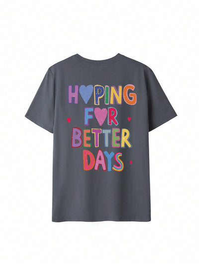 Slogan Heartprint Casual Tee: Stay Cool and Stylish this Summer!