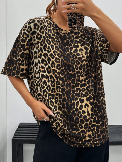 Be fashion-forward with our Roar in Style: Women's Leopard Print Casual T-Shirt. Made with high-quality materials, the stylish leopard print design adds a touch of edginess to any outfit. Embrace your wild side and make a statement with this trendy t-shirt.