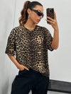 Roar in Style: Women's Leopard Print Casual T-Shirt