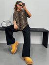 Roar in Style: Women's Leopard Print Casual T-Shirt