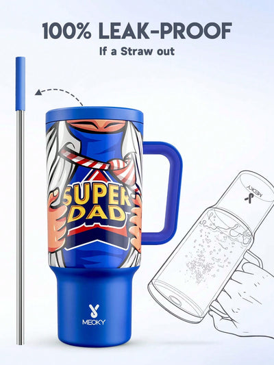 40oz Super Dad Print Insulated Tumbler: Keep Your Drinks Hot or Cold on the Go!