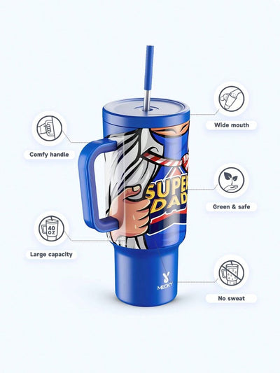 40oz Super Dad Print Insulated Tumbler: Keep Your Drinks Hot or Cold on the Go!