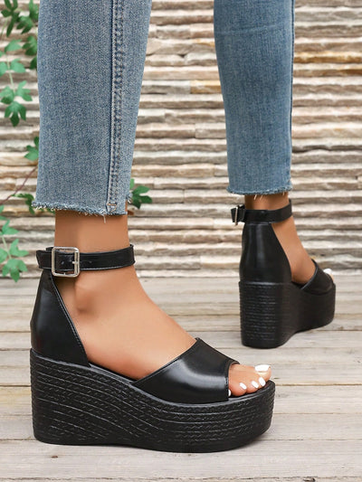 Summer Style: Women's Plus Size Waterproof Platform Wedge Sandals with Braided Straps