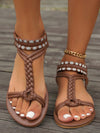 Sun-Kissed Style: Women's Summer 2024 Woven Straw Ribbon Beach Flat Sandals