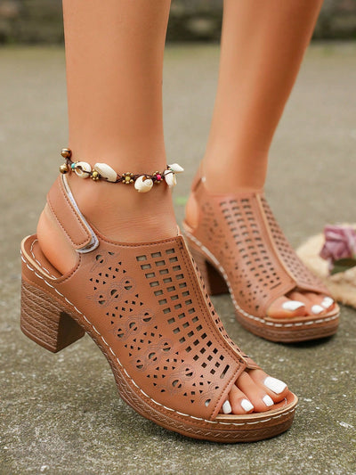 2024 Summer New Arrival: French Style Chunky Heel Peep Toe Sandals for Women
