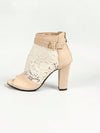 Chic Plus Size Fishnet Peep Toe Booties: Apricot High Heel Style