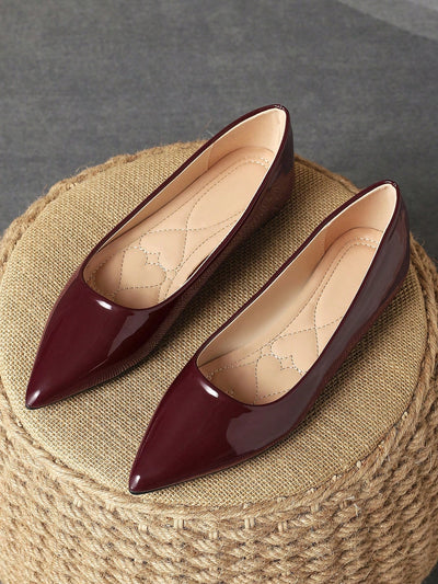 Chic Pointed Toe Flat Shoes for Women - Versatile Autumn Styles in Purple, Champagne, Red, Yellow, and Black