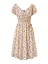 Chic Floral V-Neck Dress with Waist Tie for Effortless Style