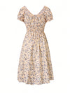 Chic Floral V-Neck Dress with Waist Tie for Effortless Style