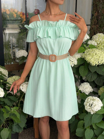 Mint Green Essence: Women's Strapless Bodycon Dress with Vertical Stripes