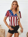 Summer Patriotic Vibes: American Flag Pattern Short Sleeve T-Shirt for Music Festivals & Independence Day