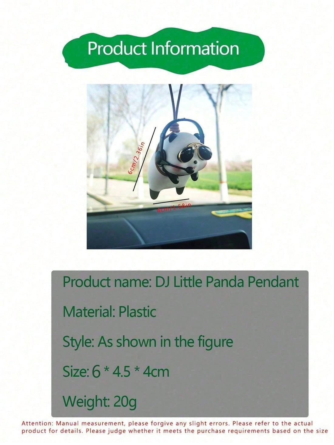 Add a cute touch to your car with our Pawsitively Adorable Panda Car Pendant! Made to hang on your rearview mirror, this pendant features an adorable panda design that will bring a smile to your face. With its unique design and eye-catching appeal, it's the perfect accessory for any animal lover's car. Bring a little joy to your daily commute with this charming pendant.