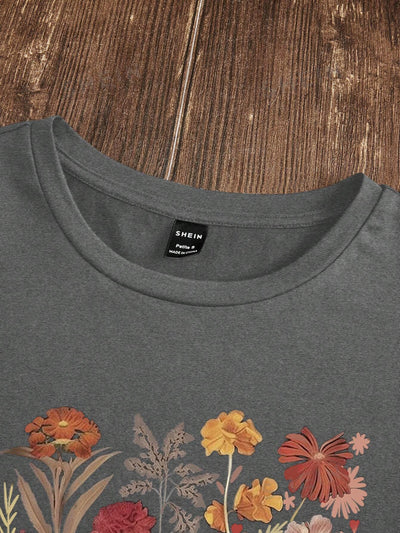 Floral Essence: Casual and Simple Women's T-Shirt for Summer