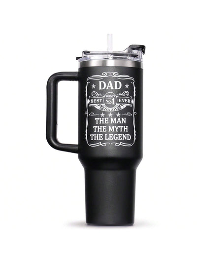 Best Dad Ever 40 Oz Tumbler - Perfect Father's Day Gift From Daughter/Son - Insulated Cup with Handle and Funny Message