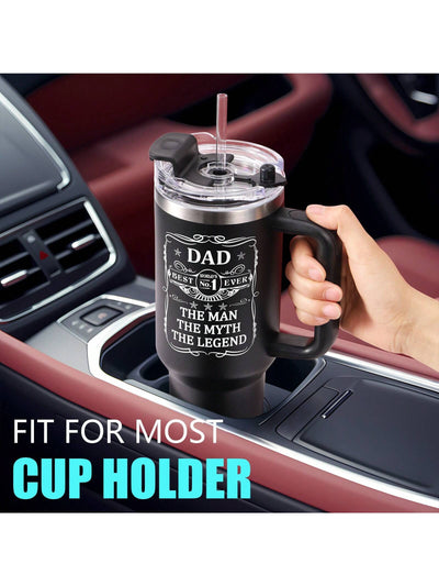 Best Dad Ever 40 Oz Tumbler - Perfect Father's Day Gift From Daughter/Son - Insulated Cup with Handle and Funny Message