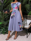 Fluttering Elegance: Butterfly Print Asymmetrical Neckline Vacation Dress