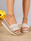 Summer Chic: Yellow Stone-Patterned Platform Wedge Sandals