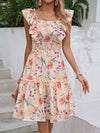 Floral Bliss: Women's Square Neck Cap Sleeve Summer Dress