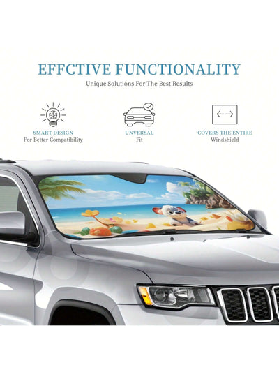 Fun and Functional Cartoon Printed Car Windshield Sunshade for Ultimate UV Protection