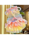 Colorful Rainbow Butterfly Tiered Skirt Princess Dress for Pets