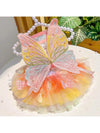 Colorful Rainbow Butterfly Tiered Skirt Princess Dress for Pets